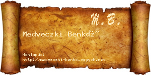 Medveczki Benkő névjegykártya